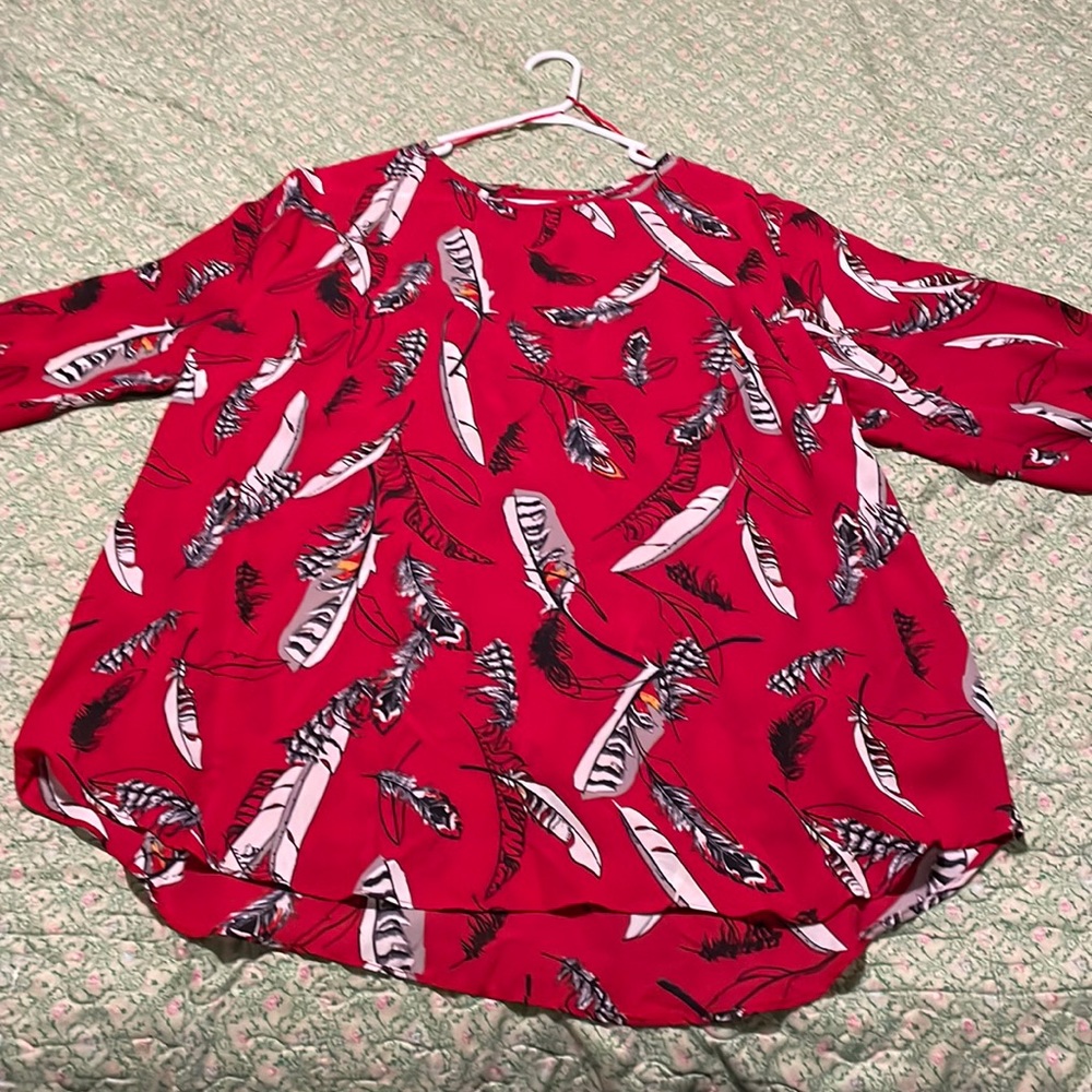 Feather print blouse
